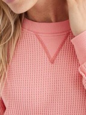 aerie Pink Waffle Crewneck Sweater